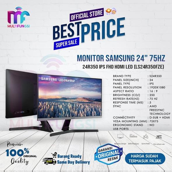 Monitor Samsung 24inch 75hz S24R350 IPS FHD HDMI LED LS24R350FHE