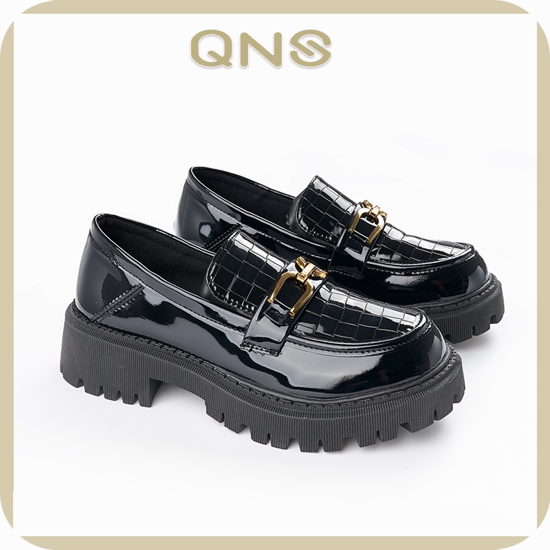 QNS Sepatu Pantofel Wanita Hitam Sepatu Docmart Sepatu Oxford Lolita MaryJane Shoes Sepatu Paskibra