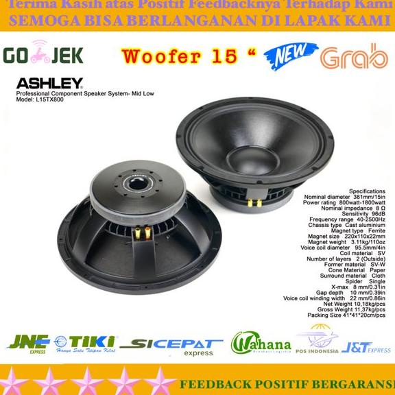 SPEAKER  COMPONENT 15 INCH ASHLEY L15TX800 ORIGINAL MID LOW