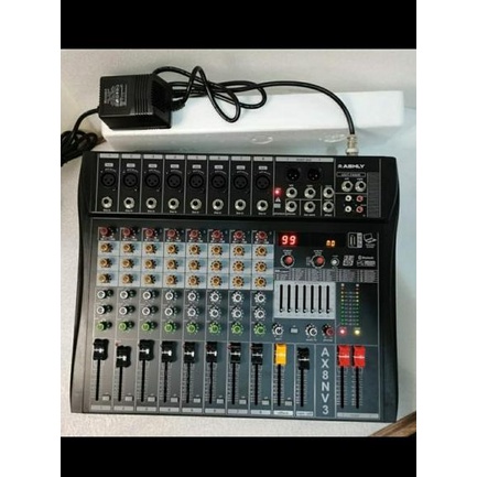 MIXER ASHLY AX 8N 8CH FULL AX8N v3 EFFECT REVERB DSP 99 USB-BLUETOOTH-RECORDING TO PC