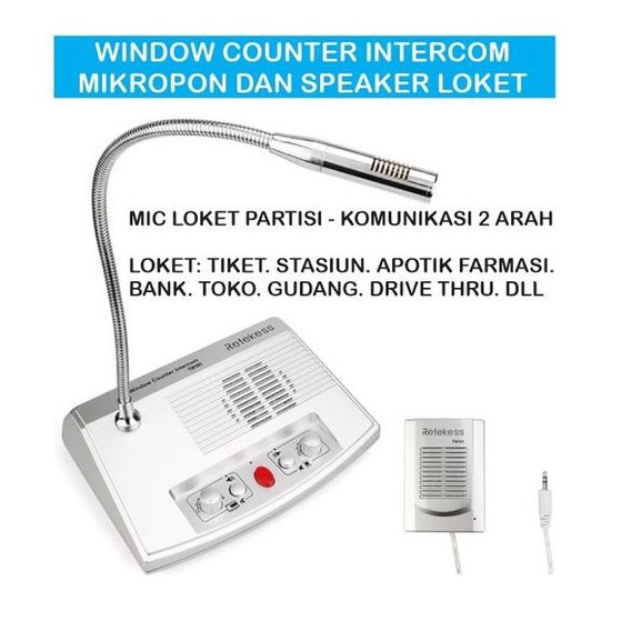 Window dual way counter intercom - mic loket - mic partisi loket tiket - Zhudele 9906 Retekess TW101
