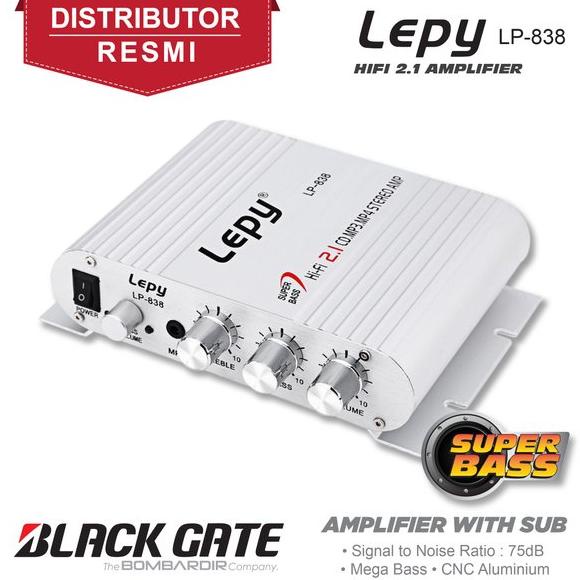 TERMURAH Lepy LP-838 Mini Stereo Amplifier Subwoofer (Silver)