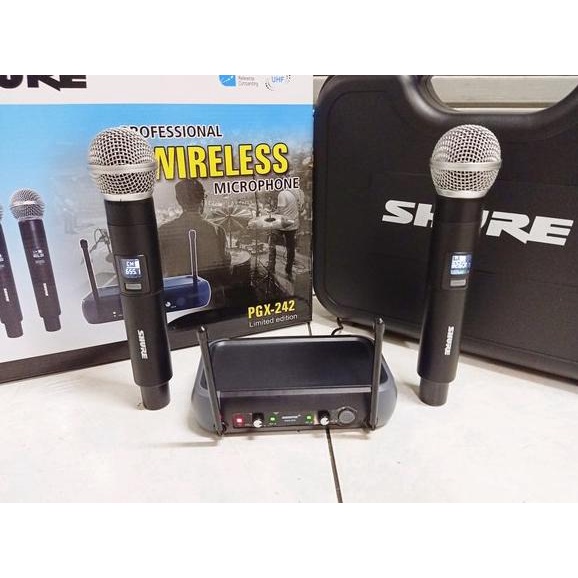 MIC WIRELESS SHURE PGX 242 DUAL CHANNEL MIC PEGANG