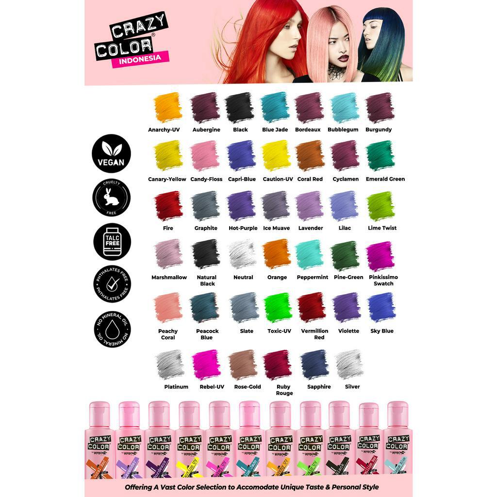 Crazy Color Semi Permanent Hair Color Cat Rambut Pewarna Rambut 100ml Katalog