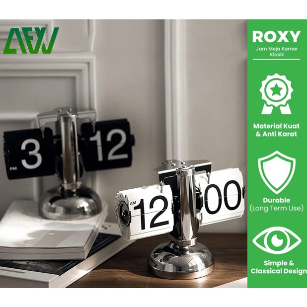Terlaris Roxy Vintage Retro Table Flip Clock Desk Jam Meja Klasik Kamar