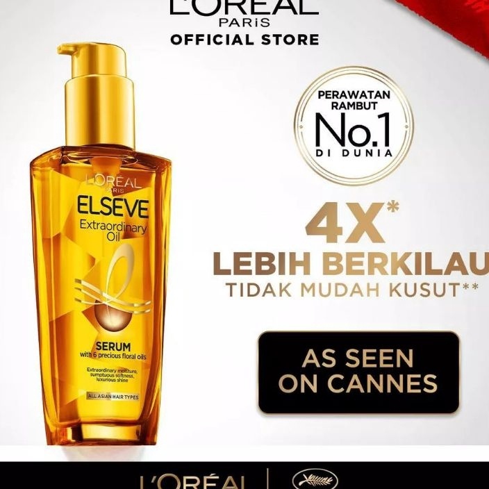 [8.✓L✪] new Loreal Elseve Extraordinary Oil Hair Serum jasmine/pink eclat/gold 100ml original murah 
