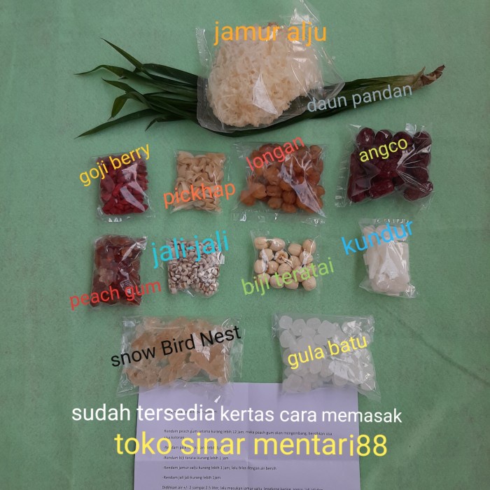 

Paket Snow Bird Nest+Peach Gum Dessert (Komplit isi 11 macam)