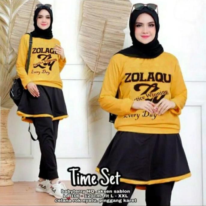 Setelan Baju Olahraga Sepeda Senam Jogging Gowes Wanita Muslimah Busui