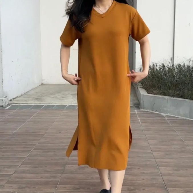 ✨12.12✨ VIVI DRESS KNIT IMPORT / Dress Wanita Lengan Pendek / 