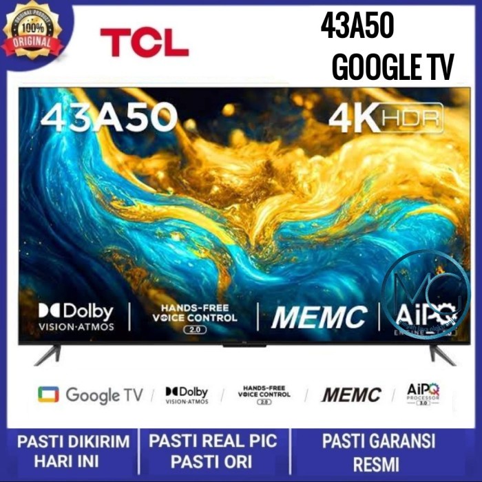 Tcl 43 Inch Google Tv - 4K Uhd - Memc - Dolby-Atmos - Hfvc 2.0 - 43A50