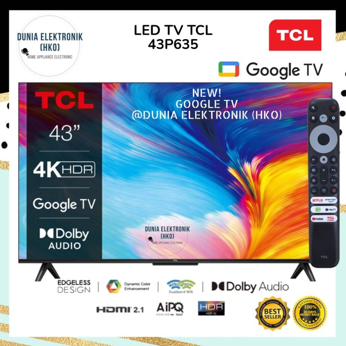 Led Tv Tcl 43P635 Google Tv 43 Inch 43" Smart Tv 43 Inch 4K Uhd 2022