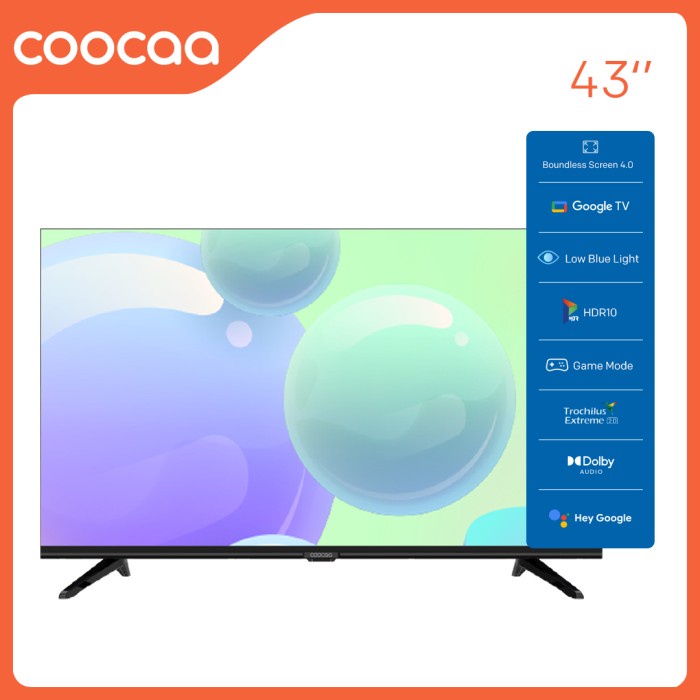 [Google Tv] Coocaa Smart Led Tv 43 Inch - Netflix & Youtube - 43Z72