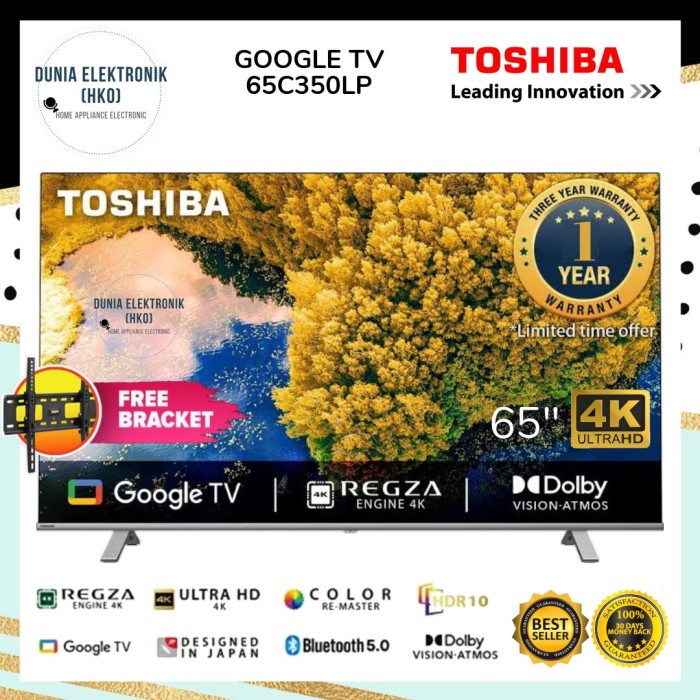 Toshiba 65C350Lp Smart Tv 65 Inch Google Tv Uhd 4K Hdr Toshiba 65C350