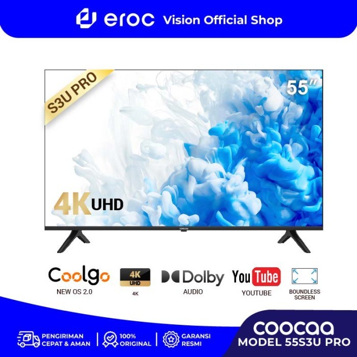 Coocaa 55 Inch Smart Tv - Digital Tv - 4Kuhd - Wifi (Coocaa 55S3U Pro)
