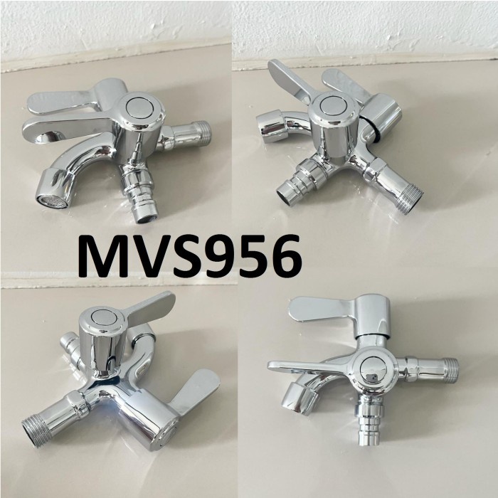 KRAN KERAN AIR TEMBOK 2 CABANG STAINLESS STEEL 1/2 INCH SELANG VARIAN ORIGINAL