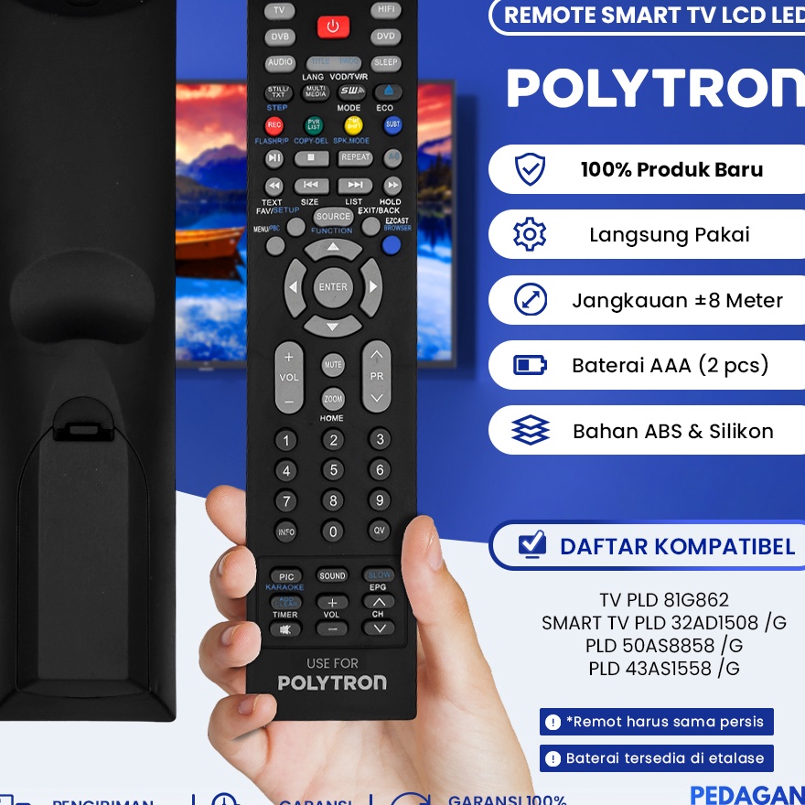 [✔Z✪0) Remot Remote TV Polytron LCD LED Android Smart TV 81G862 / 81i690 PLD 32AD1508 /G PLD 50AS885