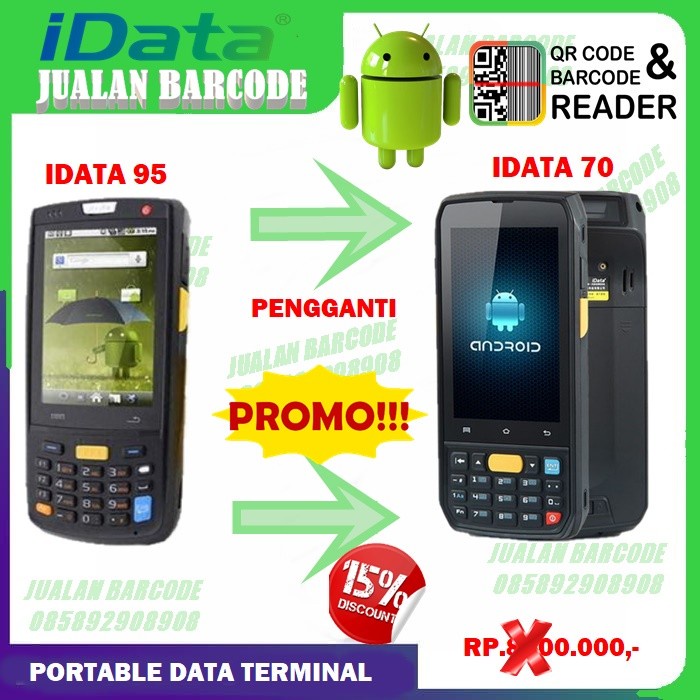 ANDROID BARCODE SCANNER 1D IDATA 1 DATA PORTABLE DATA TERMINAL