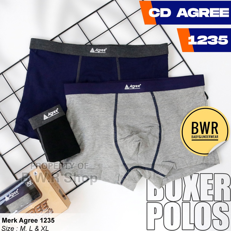 Menarik.. [ 3pc ] CD BOXER AGREE SPORT 1235 Polos / Celana Boxer Agree Sport 1235 Celana Dalam Pria 