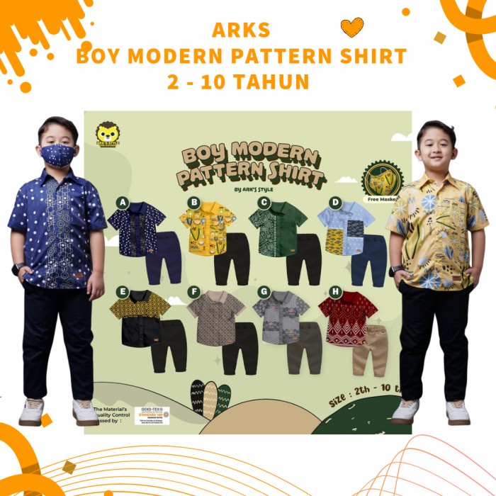 Arks Style Set Stelan Kemeja Batik Casual Anak Laki 2-10 Tahun