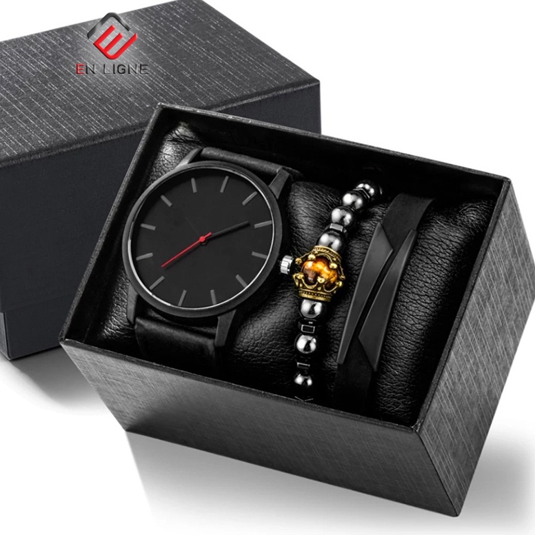 HOT SALE En Ligne 3200SET - Jam Tangan Pria Set Gelang - Jam Tangan Kasual Pria BONUS Gelang dan Box