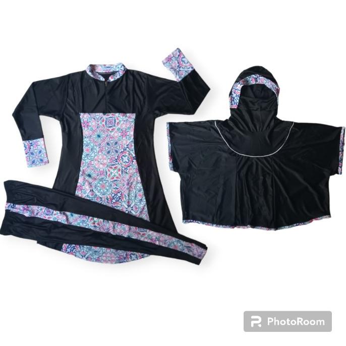 Baju Renang Muslimah Hijab Syari Dewasa Motif