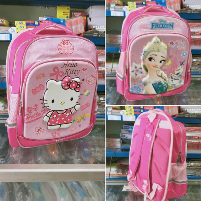 Tas sekolah SD import Kitty Frozen Sofia 6D Timbul