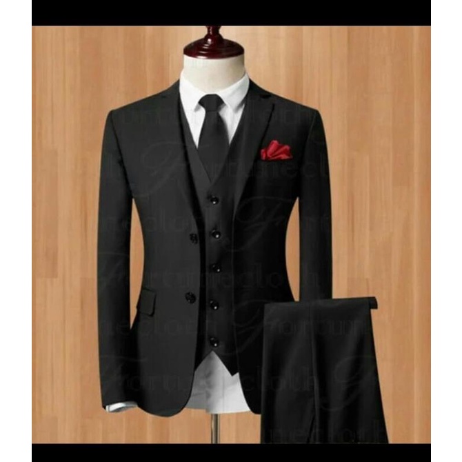 Jas formal pria stelan jas dan celana hitam
