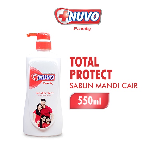Nuvo Family Sabun Mandi Cair Merah Total Protect Botol 550 ml
