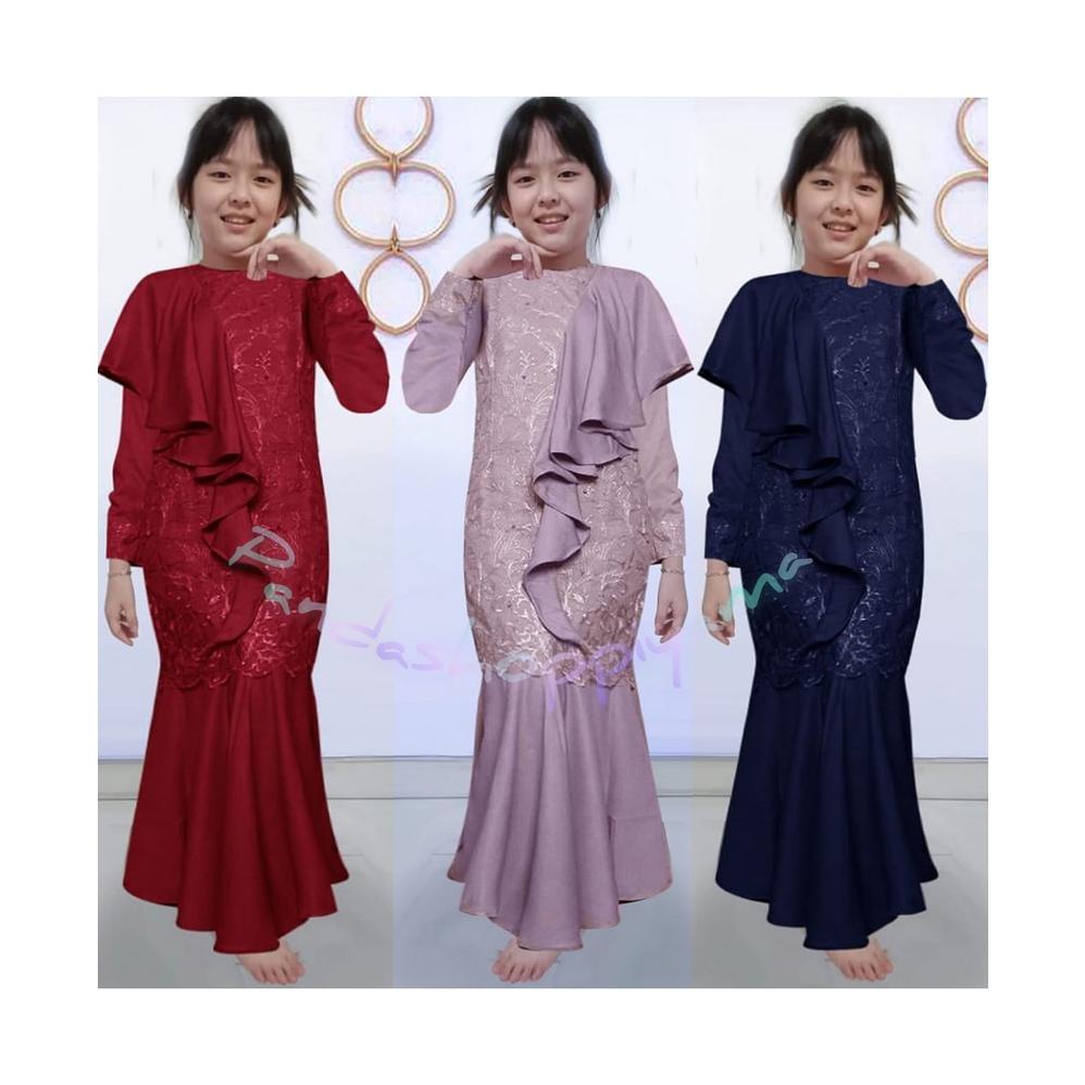 GAMIS ANAK PEREMPUAN/COUPLE/SIZE/XS/S/M/L/XL/ DRESS BRUKAT MOSCREPE PREMIUM