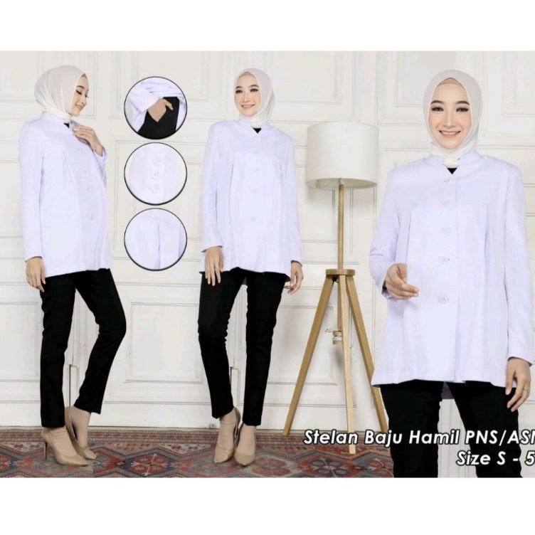 Sale Oke9q4Pe Seragam Hamil Hitam Putih / Seragam PNS hamil / Baju Hitam Putih Hamil / Baju PNS Hami