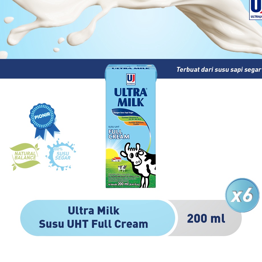 

Grosir Ultra Milk Susu UHT Full Cream 200ml [Paket isi 6 pcs]