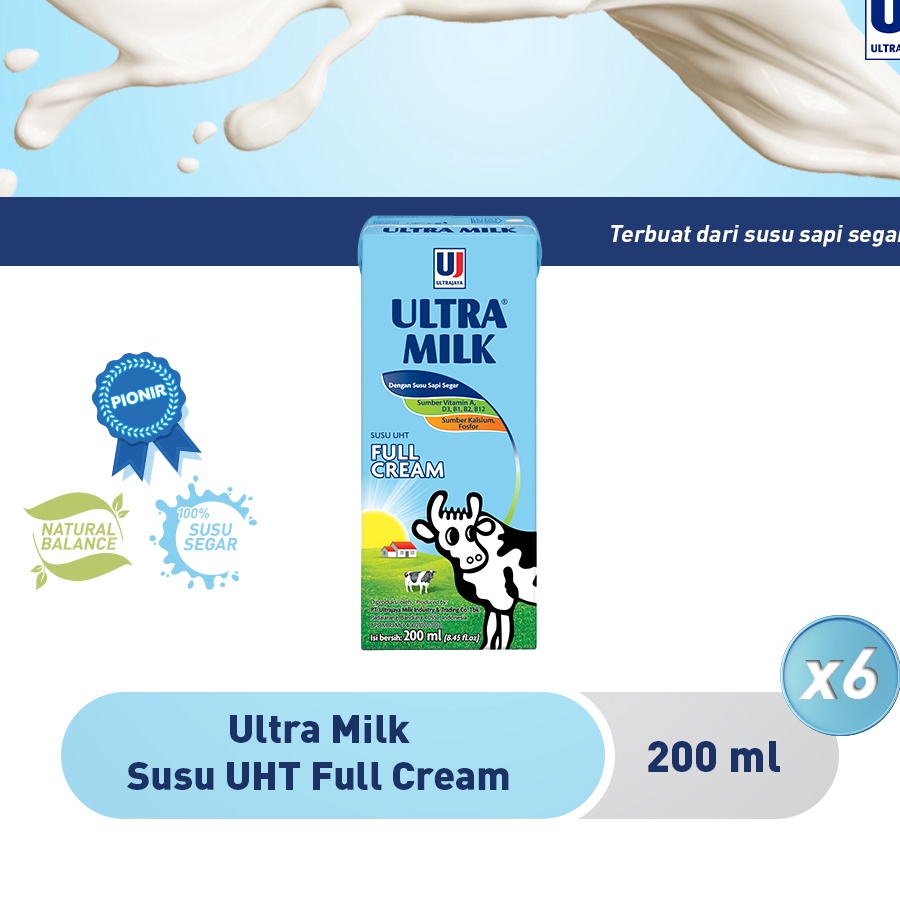 

➼➳✿✯ Ultra Milk Susu UHT Full Cream 200ml [Paket isi 6 pcs] Seller