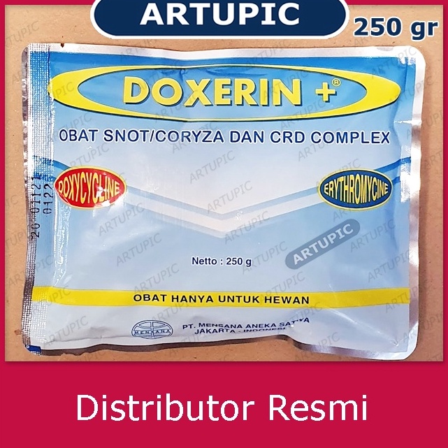 LANGSUNG ORDER Doxerin Plus 250 gram Obat Snot Coryza CRD Complex Pernafasan Unggas Ayam Mensana Artupic