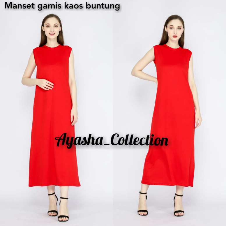 VIRAL MANSET GAMIS BUNTUNG BAHAN KAOS_DALAMAN GAMIS LEKBONG | Gamis Tanpa Lengan | Inner Gamis Tanpa