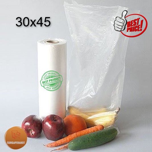 

[ART. V57L] Plastik Buah HD Roll Premium 1 Kg 30x45 cm - Supermarket Fotocopy 30cm Plastic sayur telur