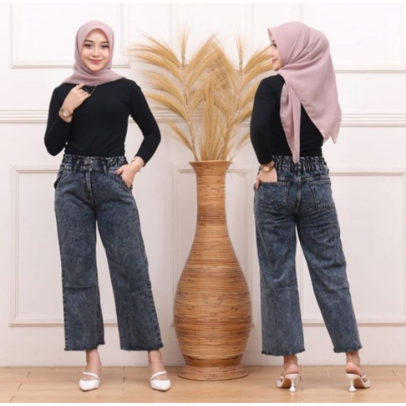CELANA KULOT JEANS PINGGANG KARET/KULOT JEANS