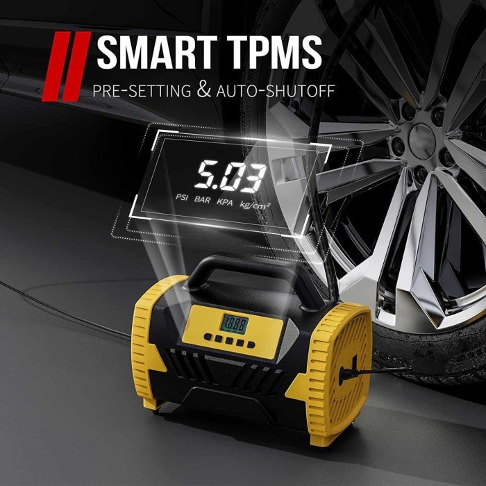 Pompa Ban Elektrik Digital Tire Inflator LED AC 110V DC 12V - ATJ-6788