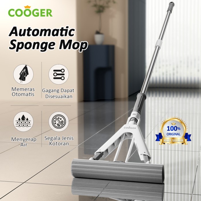 COOGER Alat Pel Busa Peras Lipat Otomatis Sponge Mop