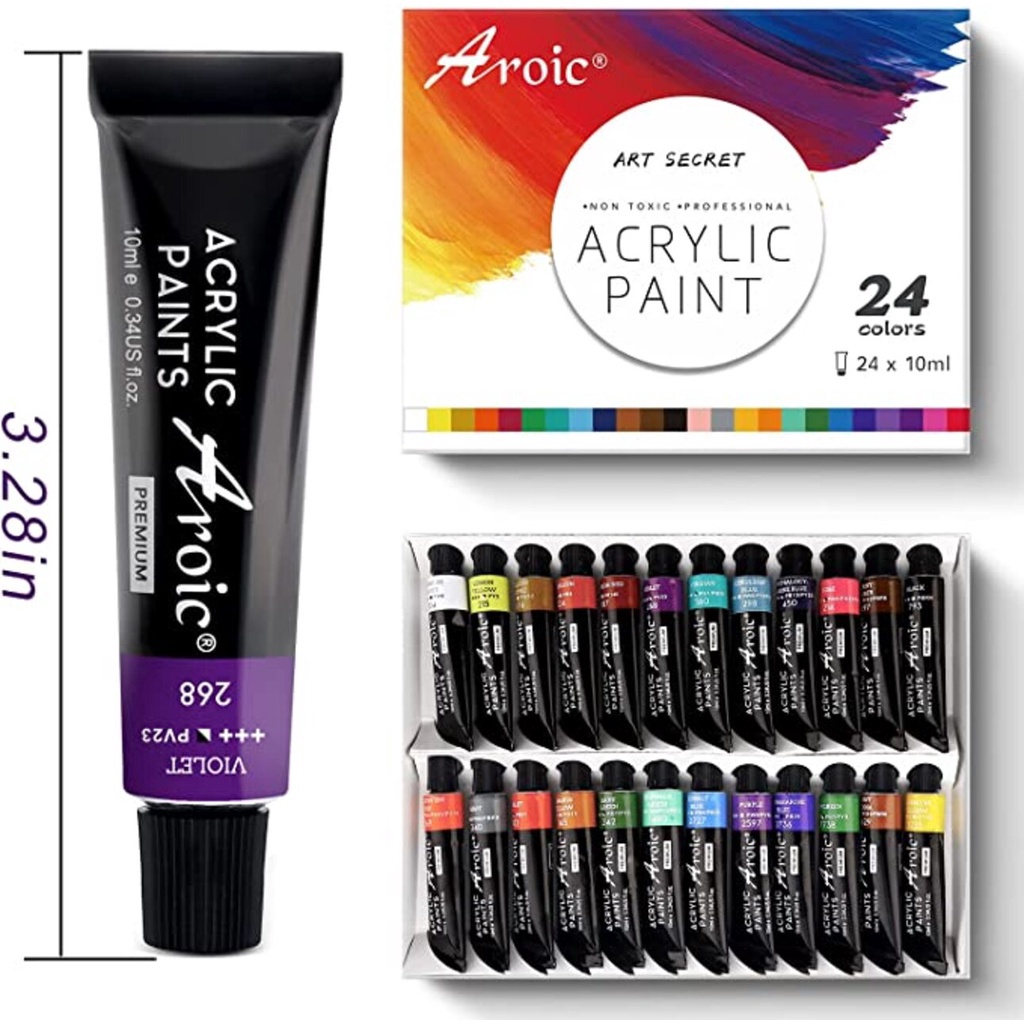 HARGA SPESIAL  Cat Akrilik Acrylic Painting Set 24 Warna 10 ML/ Painting Kit Alat Cat Lukisan Kanvas