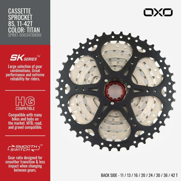 Sprocket Slop Cassette Oxo 8 Speed 11-42T $12