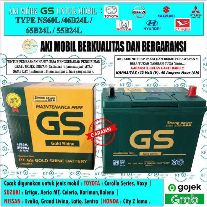Aki Mobil Xpander Ultimate, Ertiga, Grand Livina Ns60L Gs Mf Kode It051