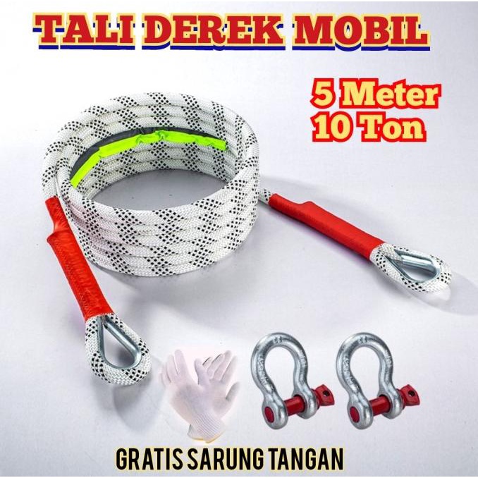 Ready oke] Tali Derek Mobil 5 Meter 10 Ton / Rope / Tali Polyester Mobil Derek
