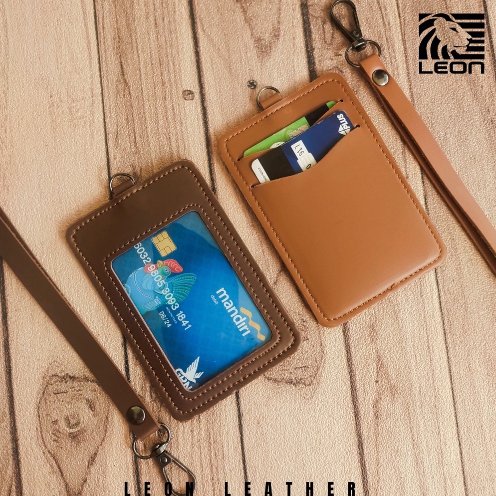 

10.10 FLASH SALE Name Tag ID Card Kulit Holder Lanyard Name Tag ID Card Kulit NTS035 Muat 2 Slot Kartu Termurah