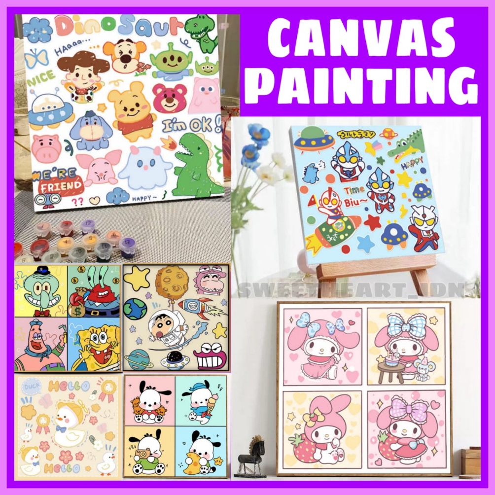 

[ART. F49D] Canvas Painting By Number 30x30 CM / Melukis Mewarnai Kanvas Nomor Prakarya Anak