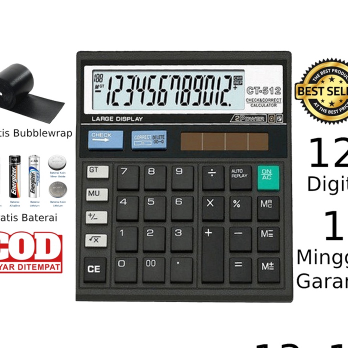 

HQSY2941 READY STOK Kalkulator CITIZEN CT 512 12 Digit - Calculator Check Dual 2 Power