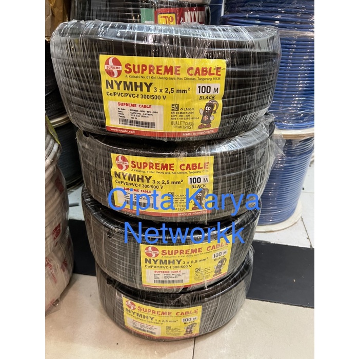 Kabel Supreme Nymhy 3X2.5 Serabut 50M Hitam Nyyhy 3X2.5 3X2,5 Supreme Berkualitas