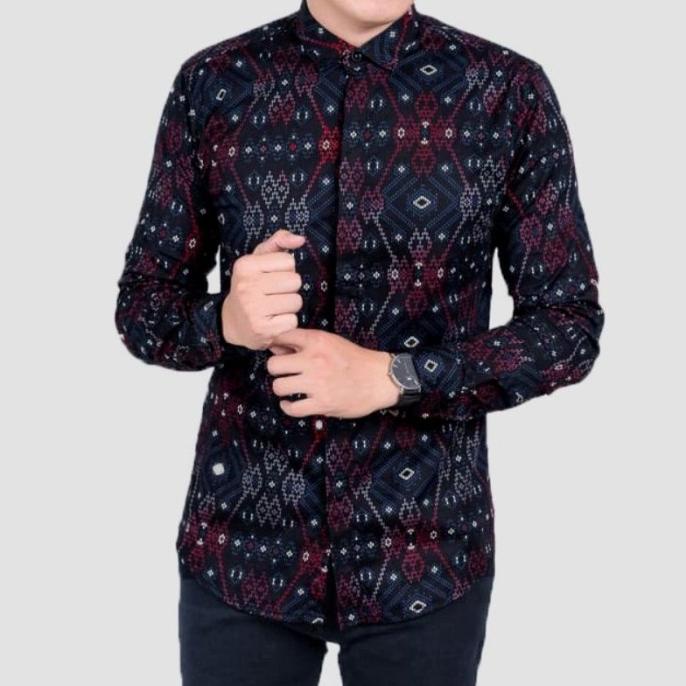 murah batik songket pria tangan panjang Cotton ORIGINAL