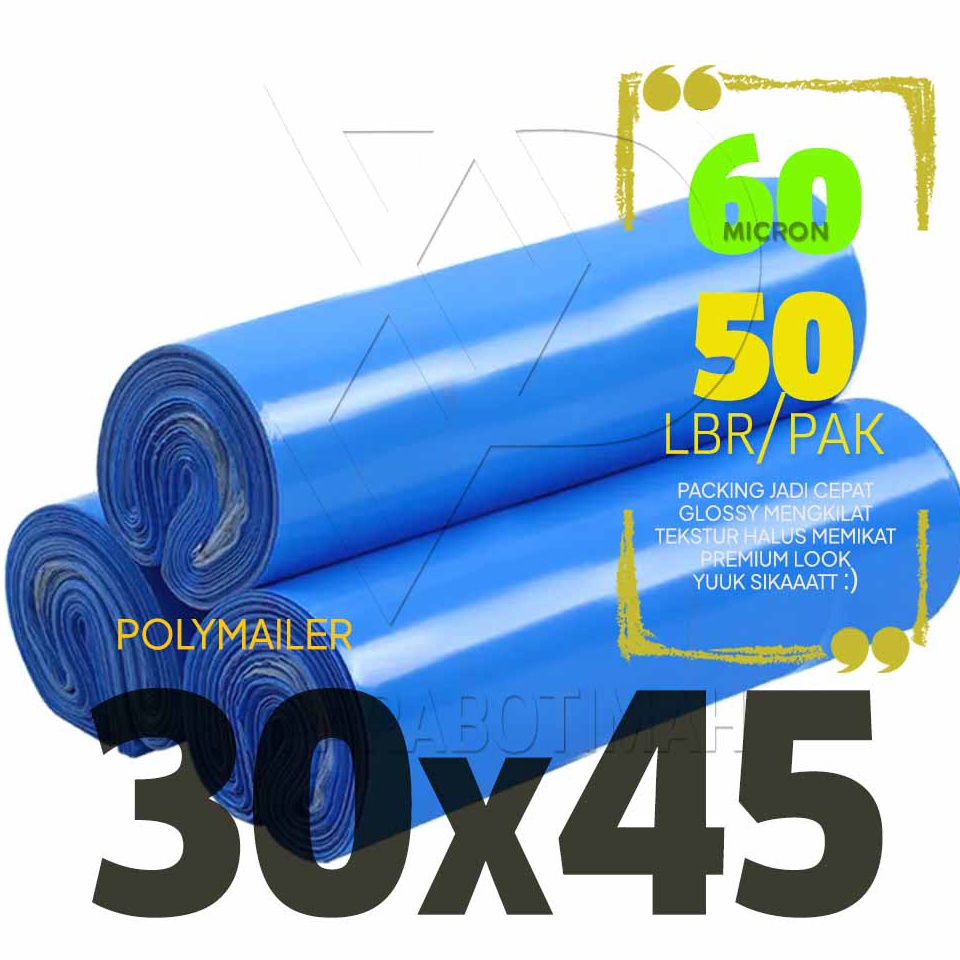 

[ART. O44K] Polymailer plastik packing 30x45 BIRU CAKEP 50 lbr glossy premium look murah ready stock Bandung