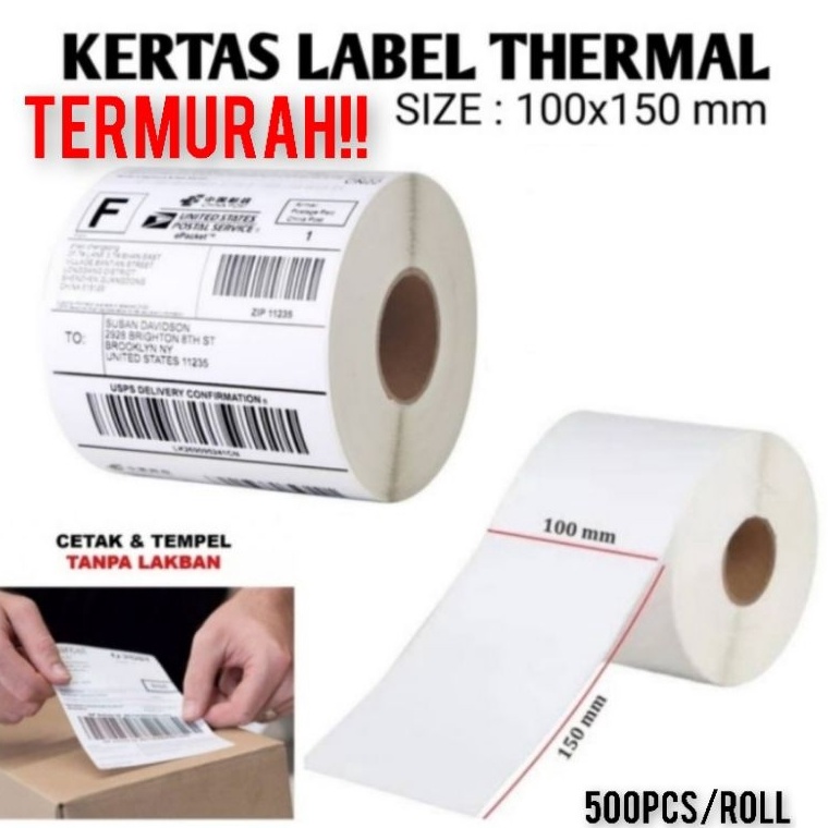 

2.2 sale LABEL STICKER THERMAL 100 x 150MM ISI FULL 500pcs ALAS PLASTIK TERMURAH_TERBARU...050