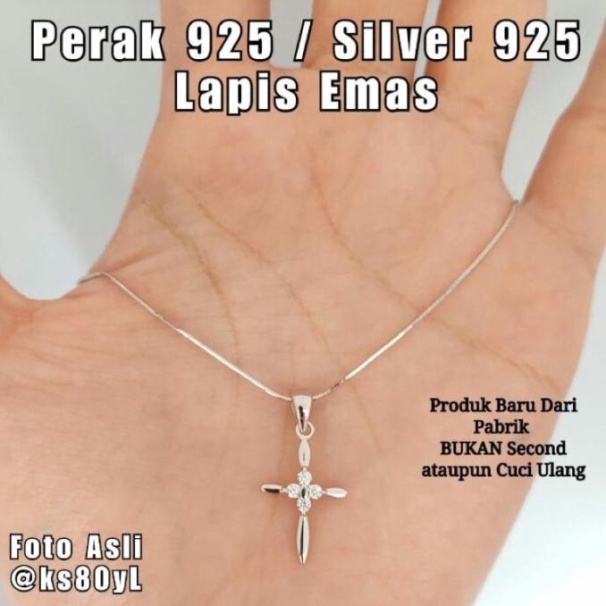 Kalung Salib Perak 925 Lapis Emas Putih Kalung Bandul Salib Kalung